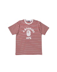 a bathing ape striped t - shirt in red and white