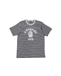 a striped t - shirt with a logo on it